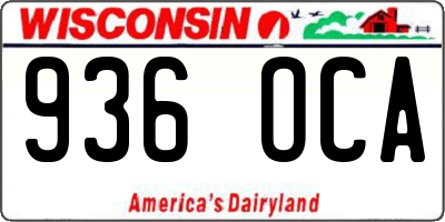 WI license plate 936OCA