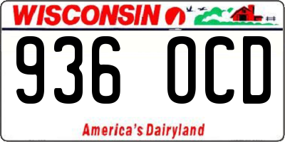 WI license plate 936OCD