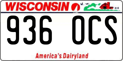 WI license plate 936OCS