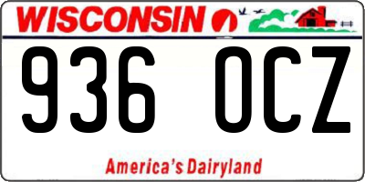 WI license plate 936OCZ