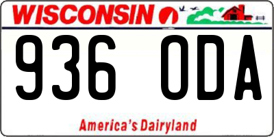 WI license plate 936ODA