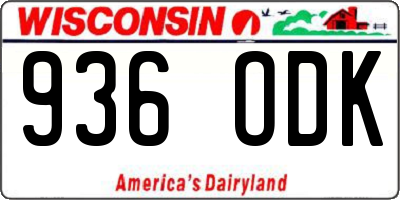 WI license plate 936ODK