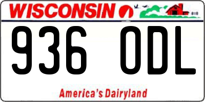 WI license plate 936ODL