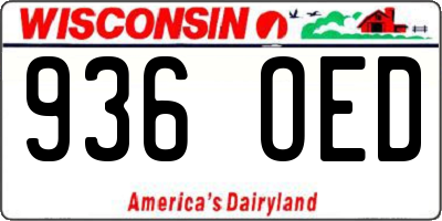 WI license plate 936OED