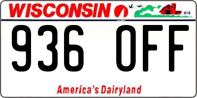 WI license plate 936OFF