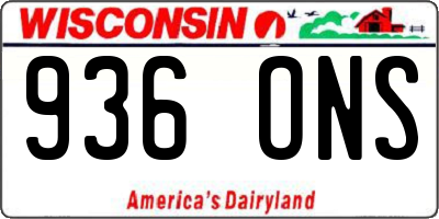 WI license plate 936ONS