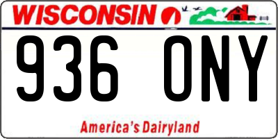 WI license plate 936ONY
