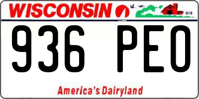 WI license plate 936PEO