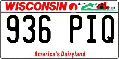 WI license plate 936PIQ