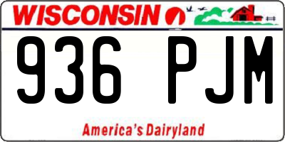 WI license plate 936PJM