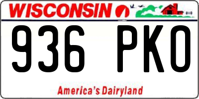 WI license plate 936PKO