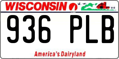 WI license plate 936PLB