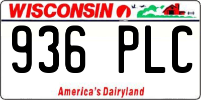 WI license plate 936PLC