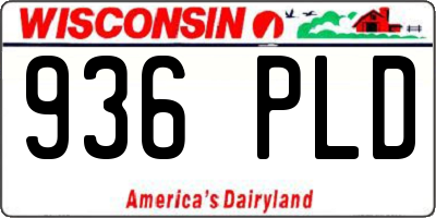 WI license plate 936PLD