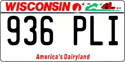 WI license plate 936PLI