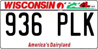 WI license plate 936PLK