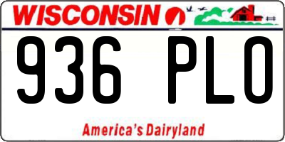 WI license plate 936PLO