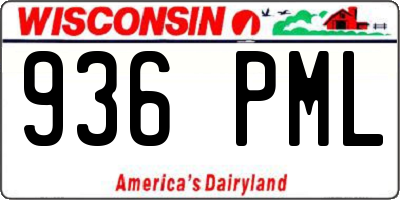 WI license plate 936PML