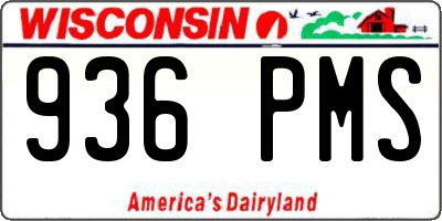 WI license plate 936PMS