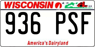 WI license plate 936PSF