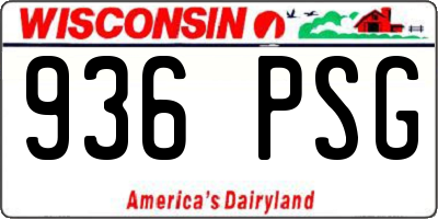 WI license plate 936PSG