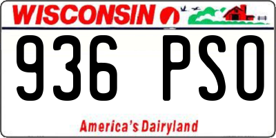 WI license plate 936PSO