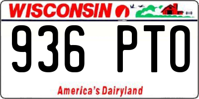 WI license plate 936PTO
