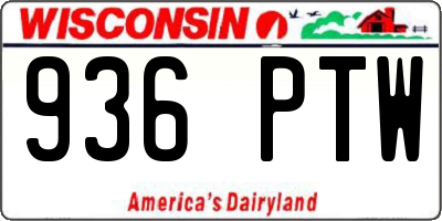 WI license plate 936PTW