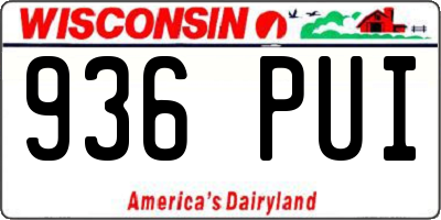 WI license plate 936PUI