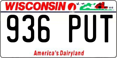WI license plate 936PUT