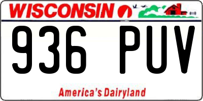 WI license plate 936PUV
