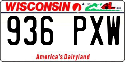 WI license plate 936PXW