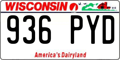 WI license plate 936PYD