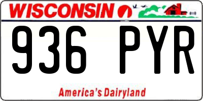 WI license plate 936PYR