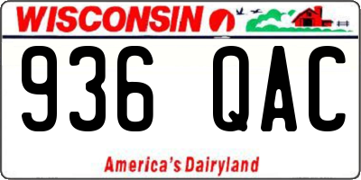 WI license plate 936QAC