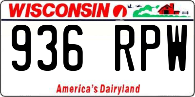 WI license plate 936RPW