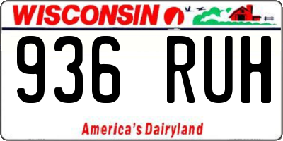 WI license plate 936RUH