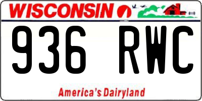 WI license plate 936RWC