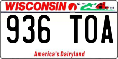 WI license plate 936TOA
