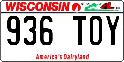 WI license plate 936TOY