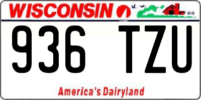 WI license plate 936TZU
