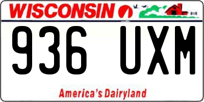 WI license plate 936UXM
