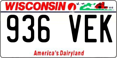 WI license plate 936VEK
