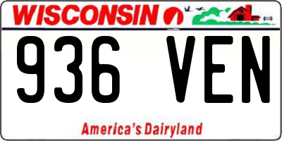 WI license plate 936VEN