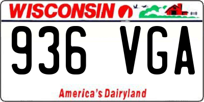 WI license plate 936VGA