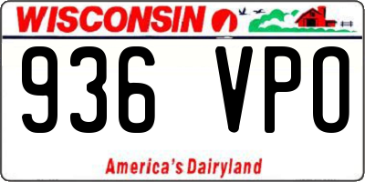 WI license plate 936VPO
