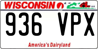 WI license plate 936VPX