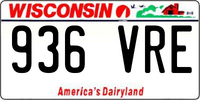 WI license plate 936VRE