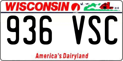 WI license plate 936VSC