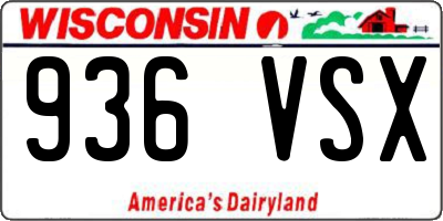 WI license plate 936VSX